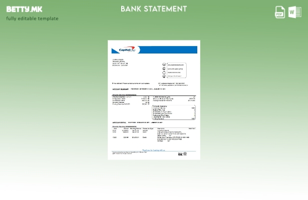 Модерен стил на USA Capital One Шаблон за збор верзија на извод од банка 1